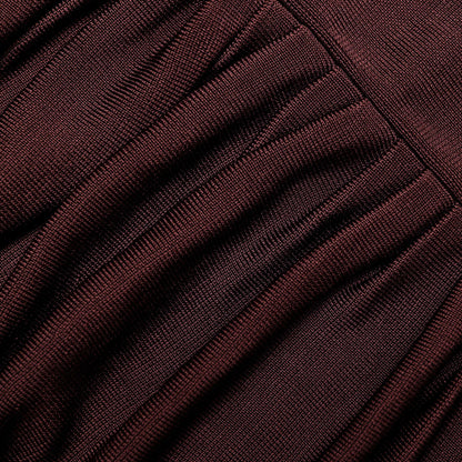 Brown Draped Knit Midi Dress