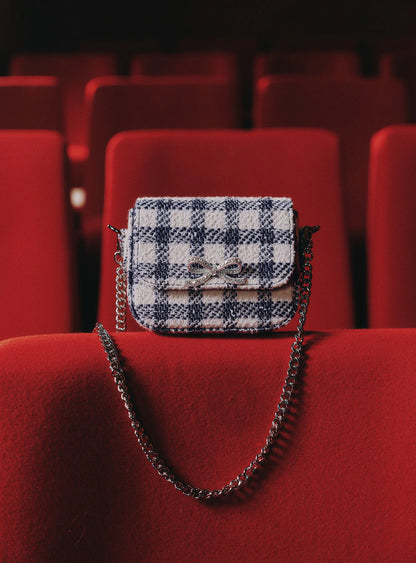 Navy Check Boucle Bag