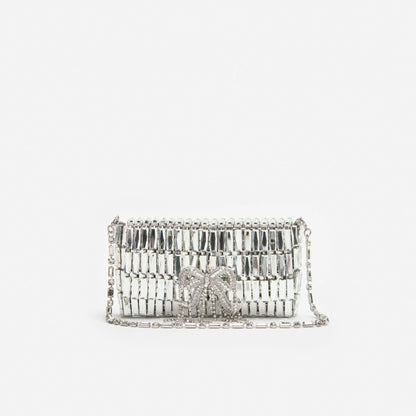 Silver Crystal Bow Mini Shoulder Bag