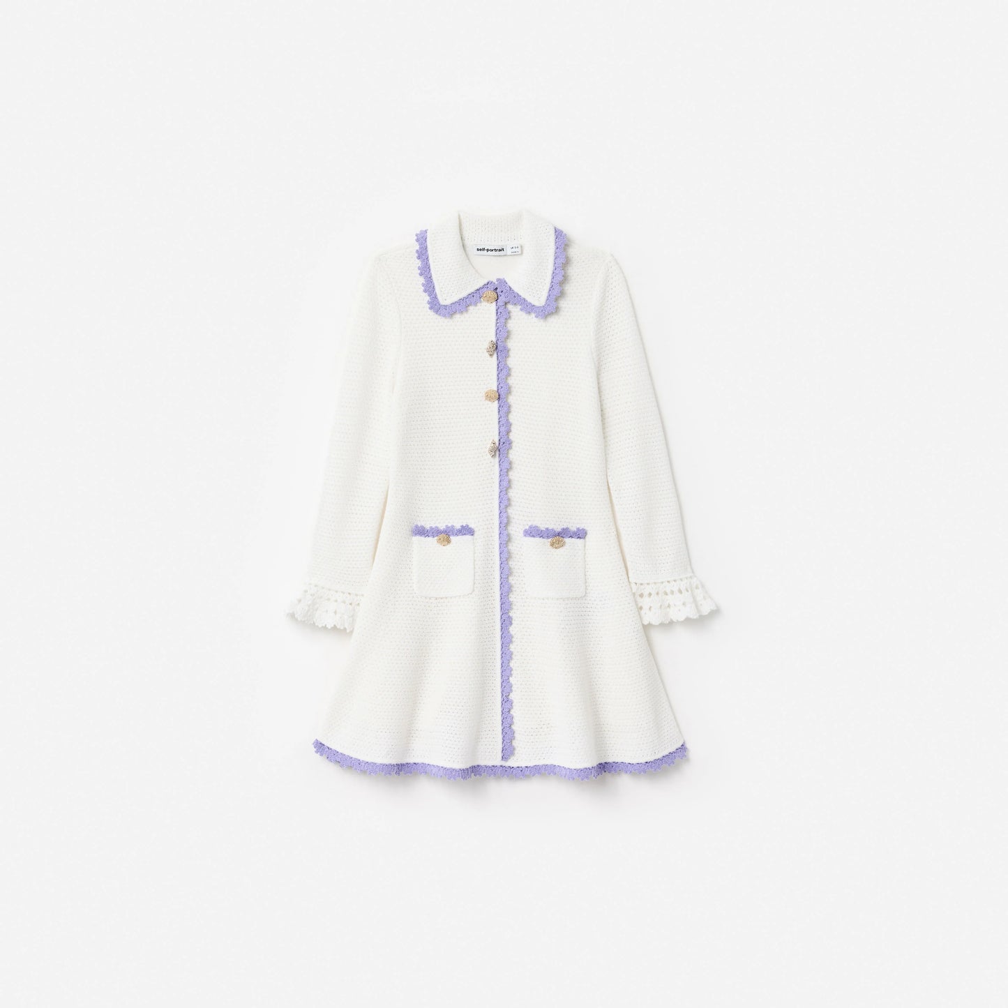 Cream Contrast Trim Pointelle Knit Dress