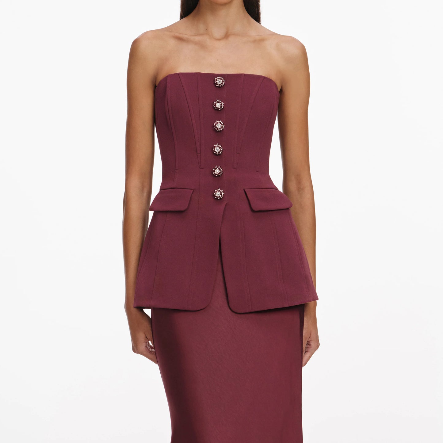 Burgundy Bandeau Maxi Dress
