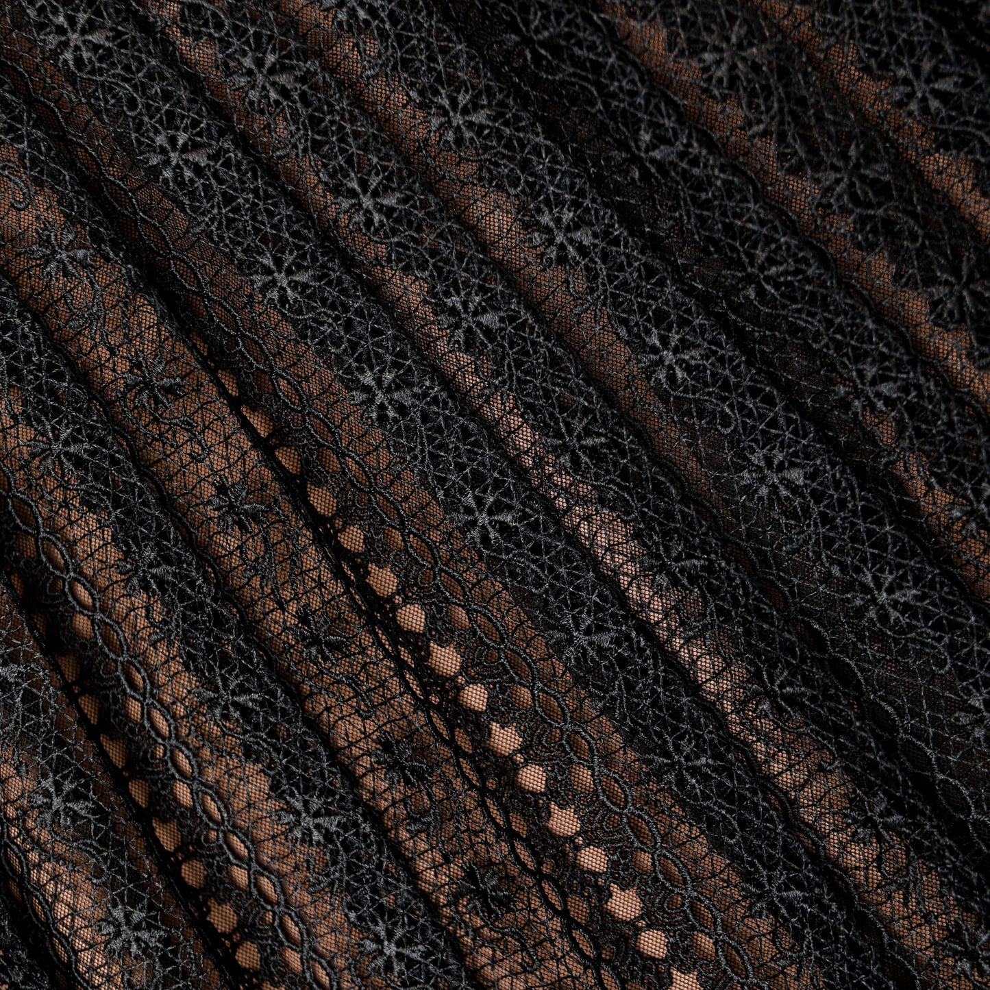 Black Organza Lace Midi Skirt
