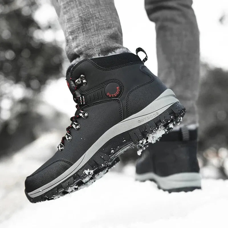Outdoor Wear- Resistant Hiking Shoes Men Padded High-top Warm Casual Snow Boots
