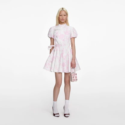 Pink Floral Cotton Drape Mini Dress