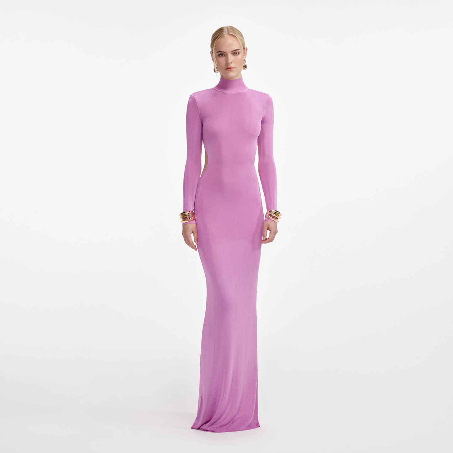 Pink Viscose Knit Maxi Dress