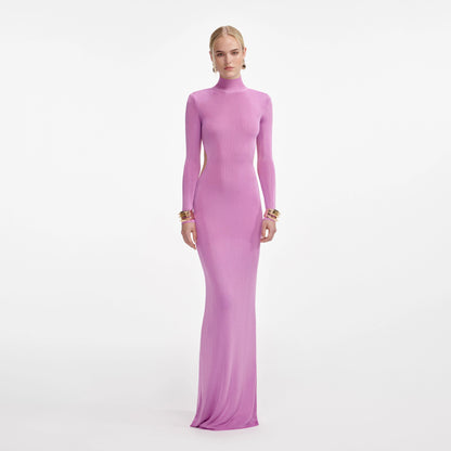 Pink Viscose Knit Maxi Dress