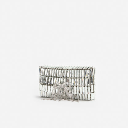 Silver Crystal Bow Mini Shoulder Bag
