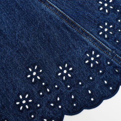 Denim Broderie Mini Dress