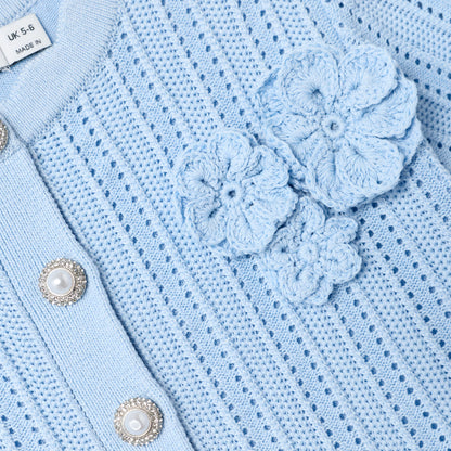 Blue Tiered Knit Dress