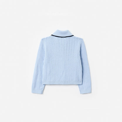 Blue Frill Trim Cardigan