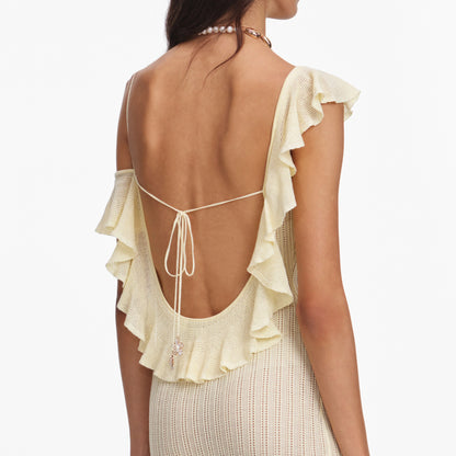 Yellow Ruffle Knit Maxi Dress