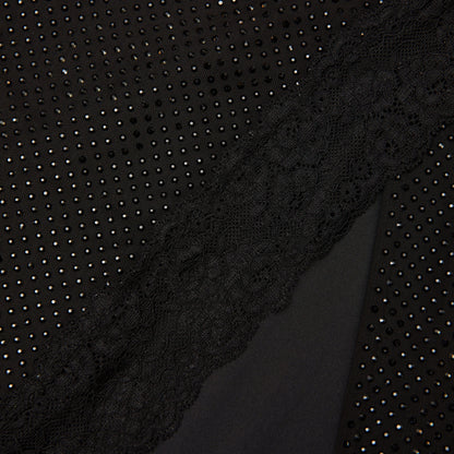 Black Rhinestone Midi Skirt