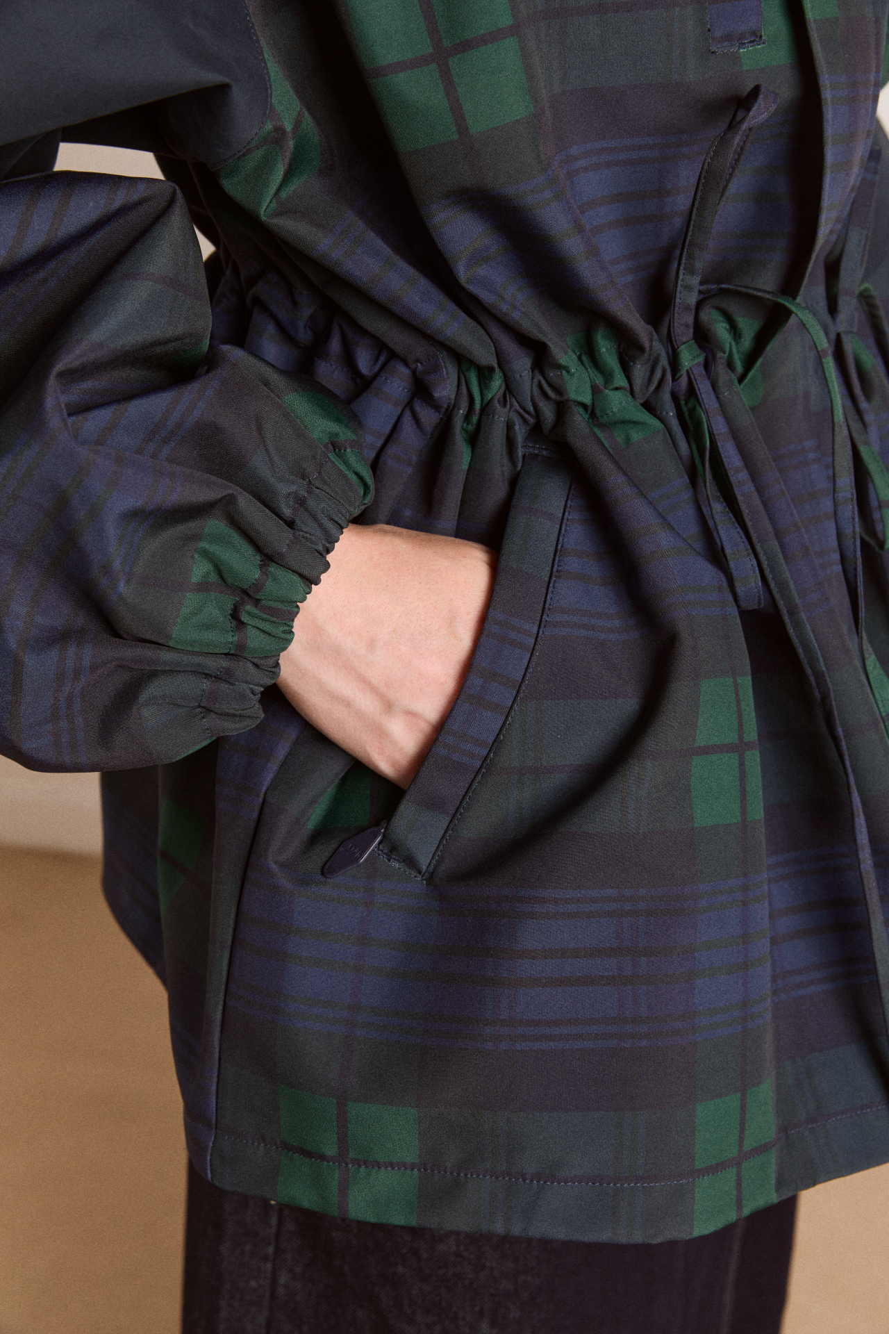 Stylish waterproof jackets that can be worn on rainy days- navy check---Add to cart and enjoy 50% off