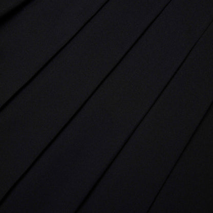 Black Pleated Twill Midi Skirt