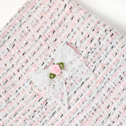 Pink Boucle Lace Bow Skirt