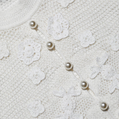 White Floral Crochet Top