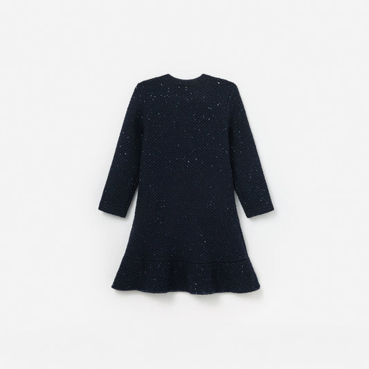 Navy Knit Long Sleeve Dress