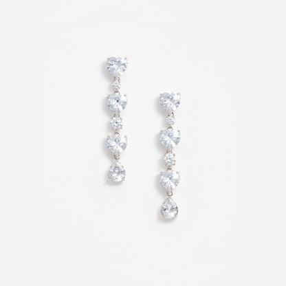 Crystal Heart Tiered Earrings