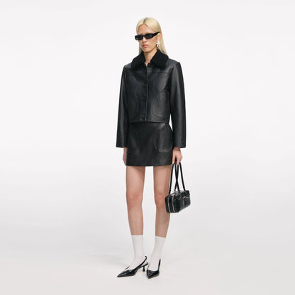 Black Cropped Leather Jacket
