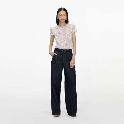 White Tulle Lace Top