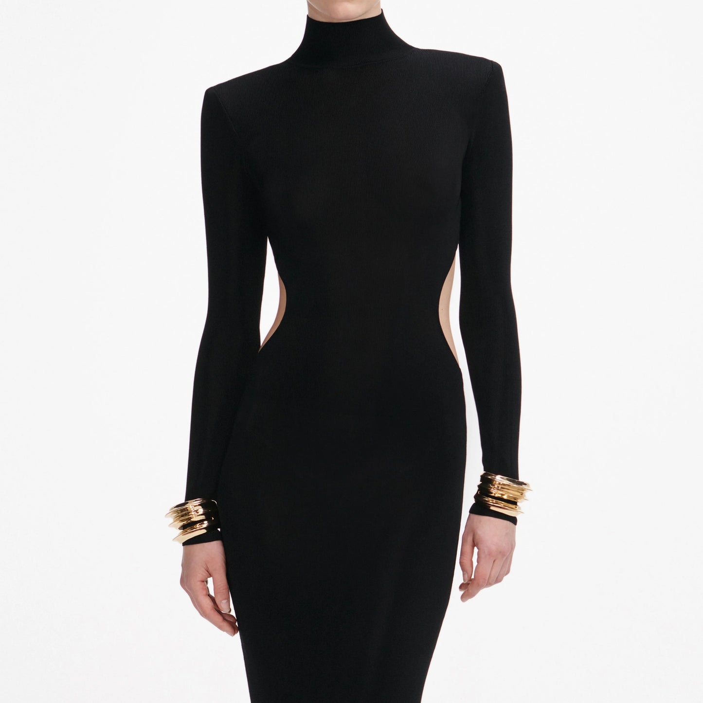 Black Viscose Knit Cut Out Maxi Dress