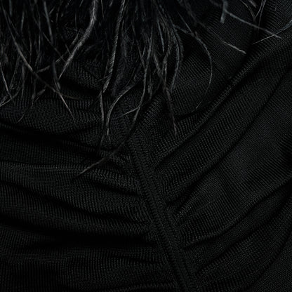 Black Feather Viscose Knit Mini Dress