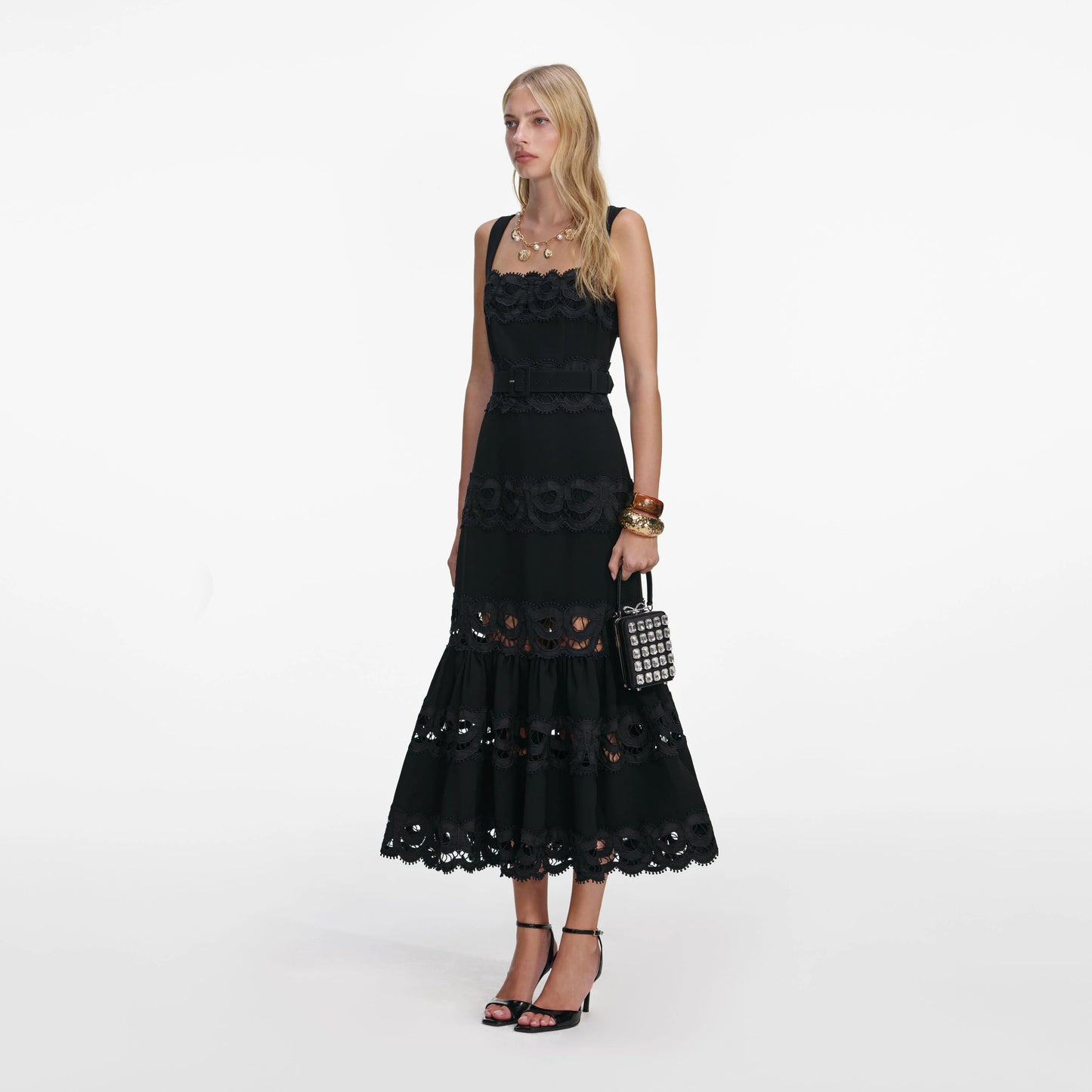Black Crepe Midi Dress