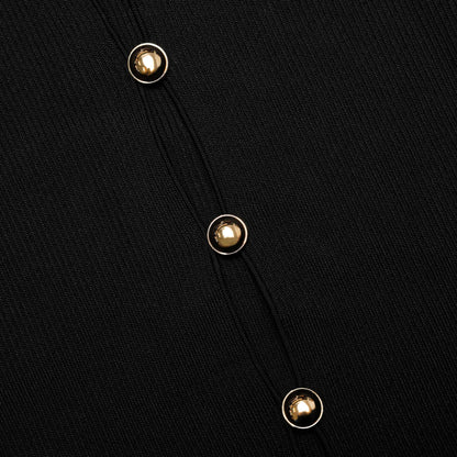 Black Knit Taffeta Midi Dress