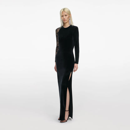 Black Velvet Lace Maxi Dress