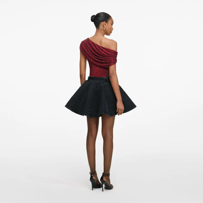 Burgundy Rhinestone Drape Top
