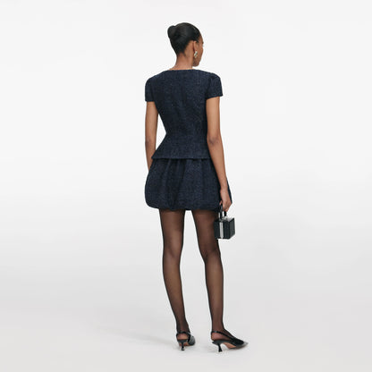 Navy Boucle Mini Dress
