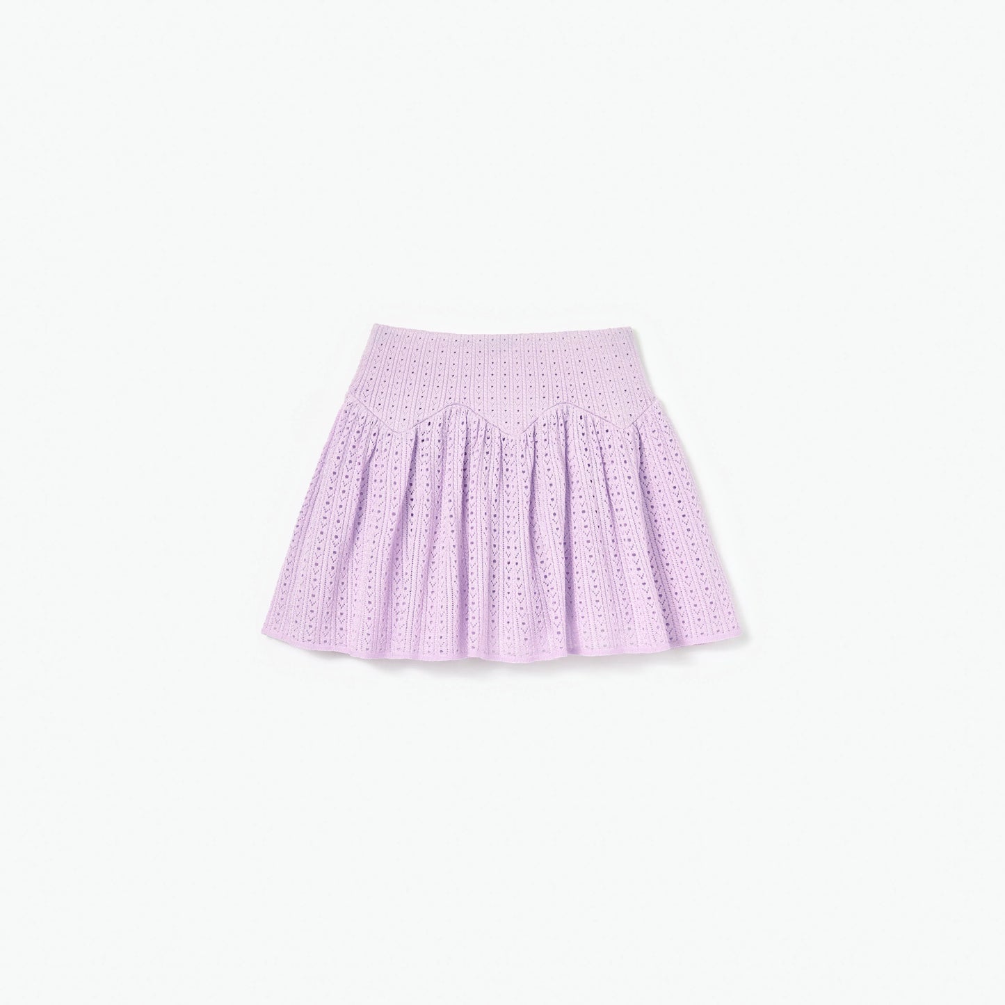 Pink Pointelle Ribbed Knit Skirt