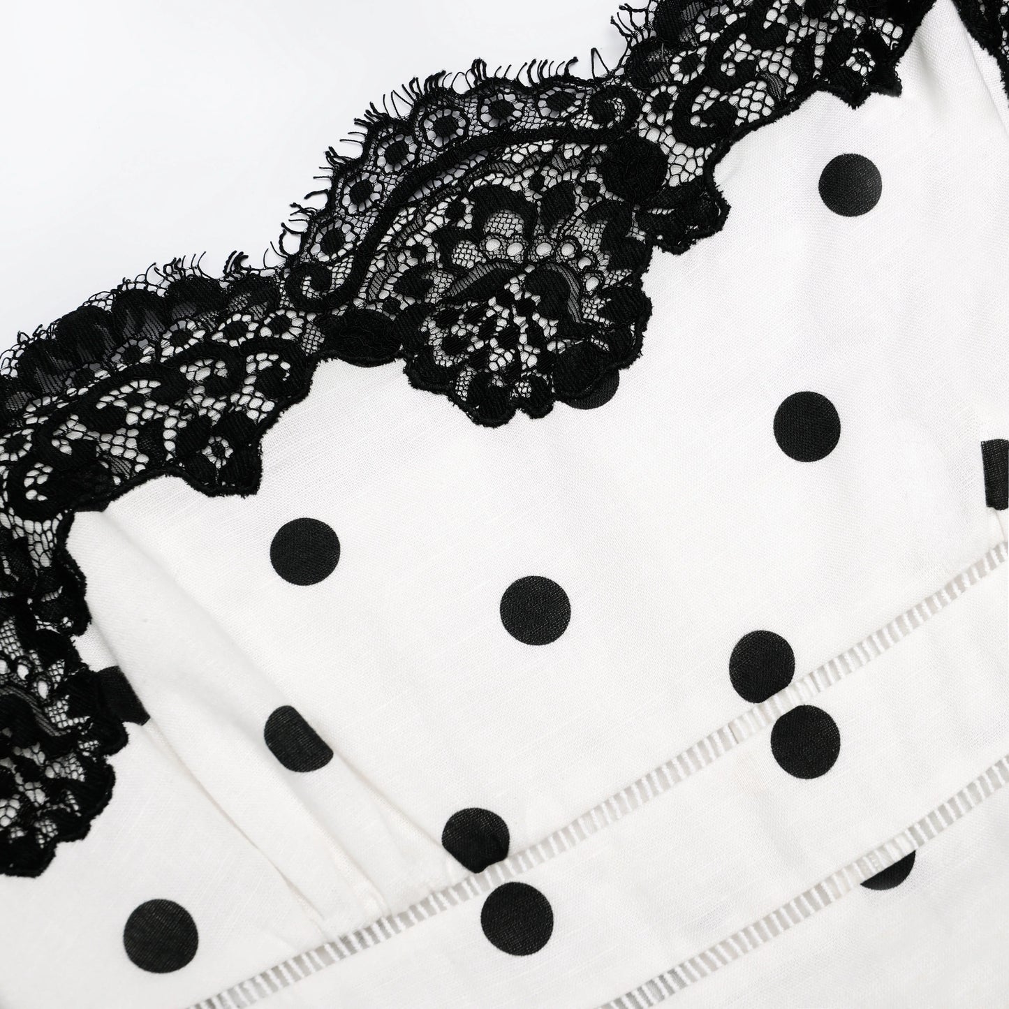 White Polka Dot Linen Midi Dress