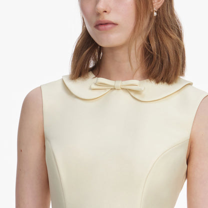 Yellow Taffeta Collared Midi Dress