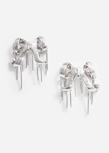 Crystal Embellished Bow Earrings