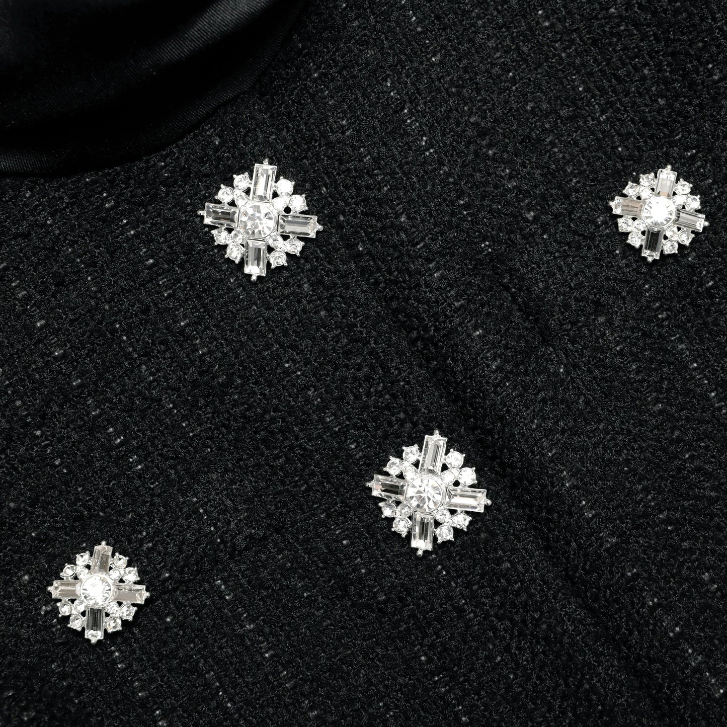 Black Boucle Collared Mini Dress