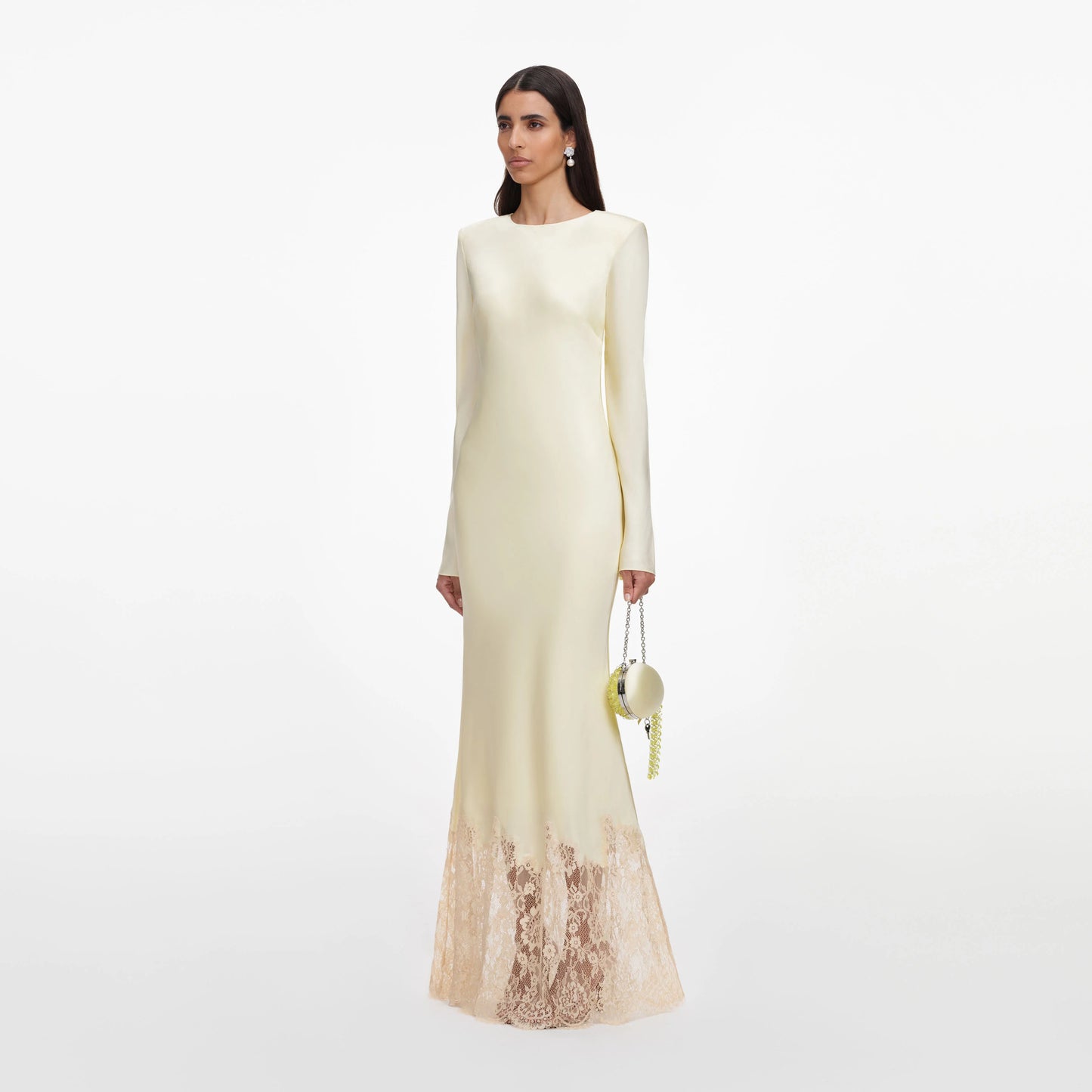 Yellow Viscose Lace Maxi Dress