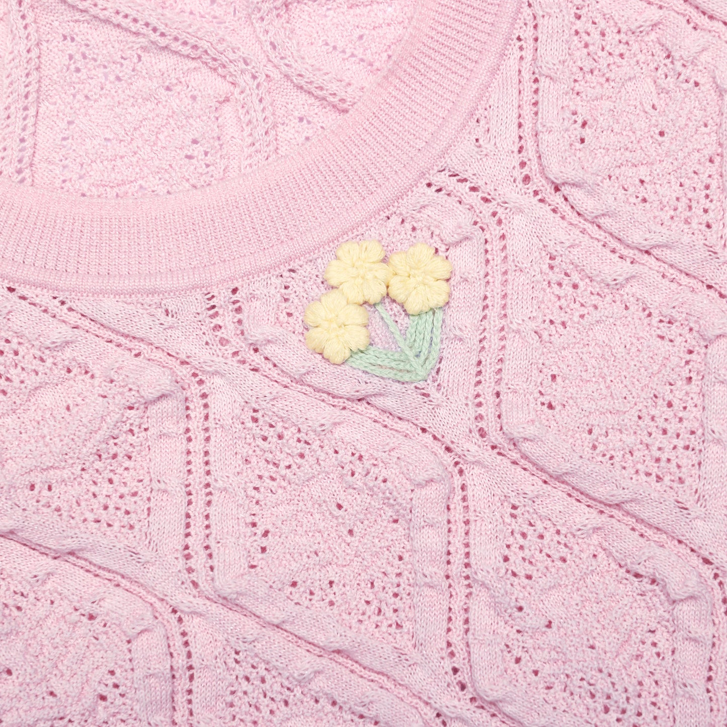 Pink Pointelle Knit Mini Dress