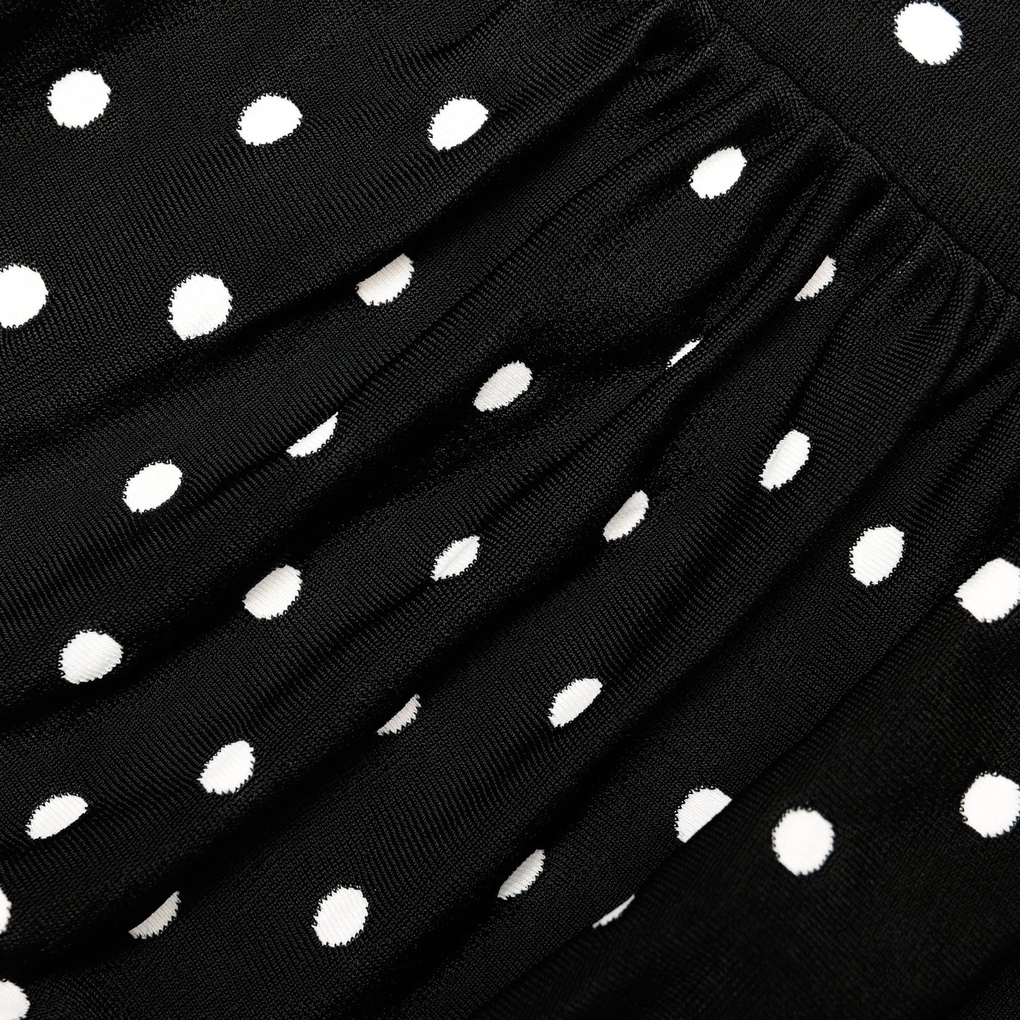 Polka Dot Draped Knit Midi Dress
