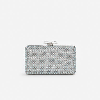 Blue Crystal Chainmail Clutch Bag