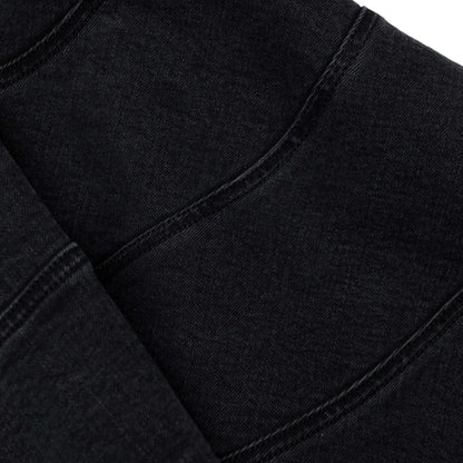 Black Flared Denim Mini Skirt