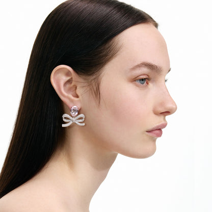 Pink Crystal Bow Earrings