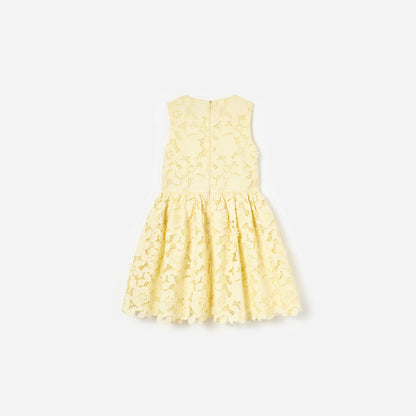 Yellow Sleeveless Lace Dress